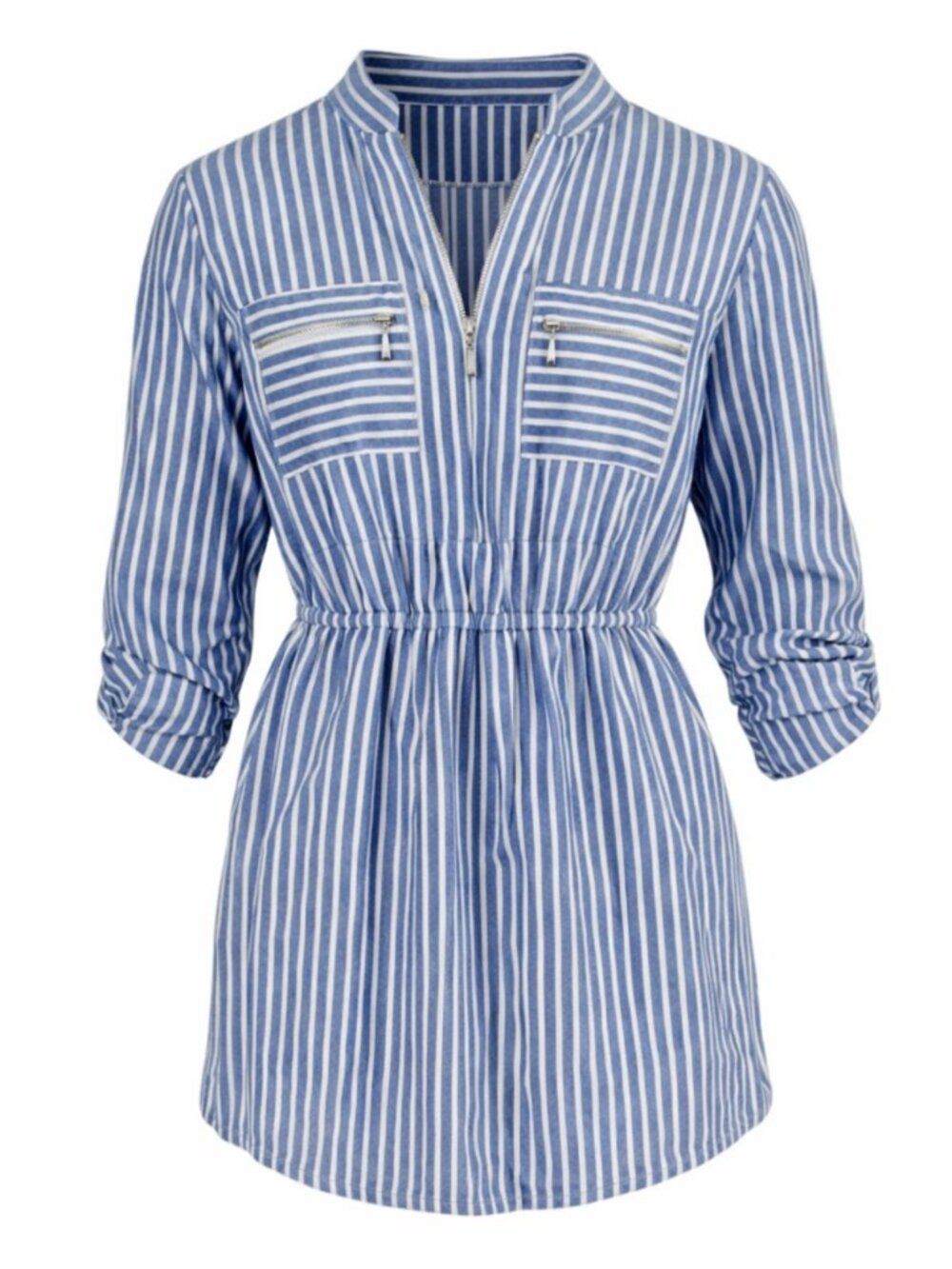 Mlle Gabrielle Cotton blend Blue white dress Size PL